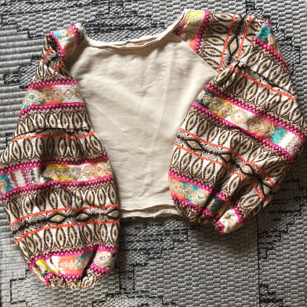 Free People boho embroidery long sleeve top